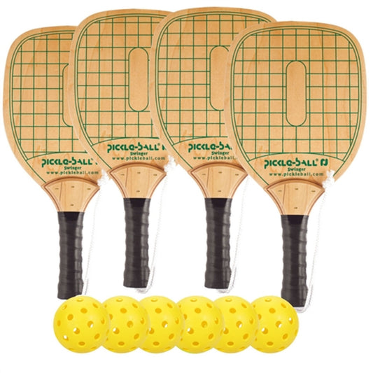 Swinger Wood Paddle Deluxe Bundle - 4 paddles/6 balls