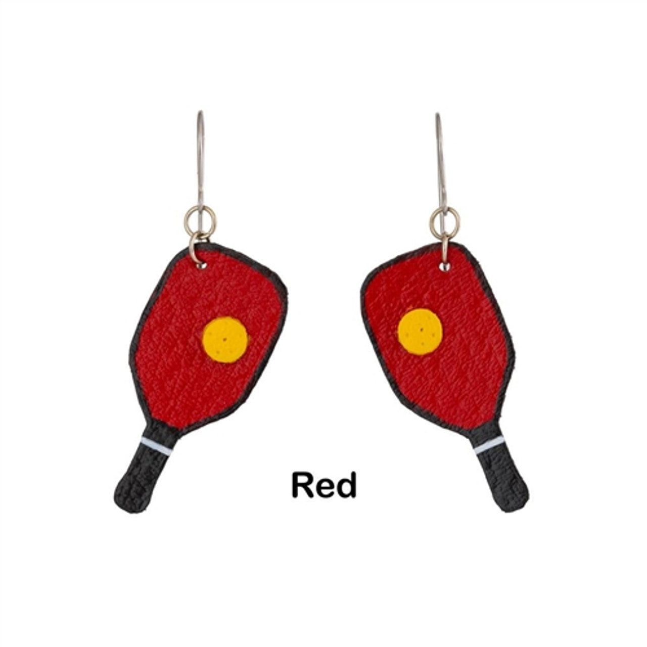 Leather Pickleball Earrings