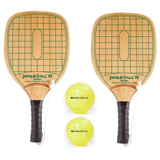 Diller Two Player Pack - 2 Wood Paddles/4 Outdoor Balls/Rules Sheet