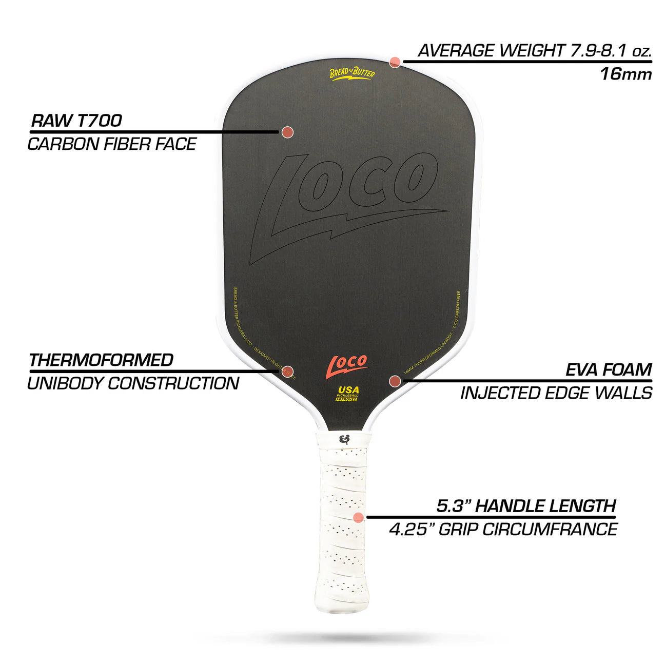 The Loco 16mm Pickleball Paddle