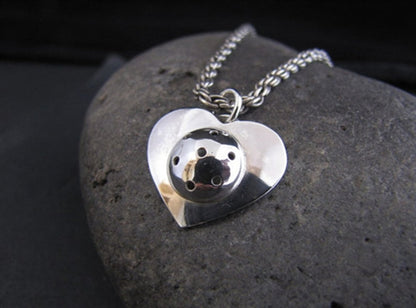 Sterling Silver Pickleball Heart Pendant